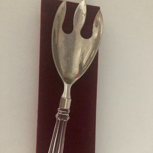 Vintage International Silver Company Sliver Plated Serving Fork w/Glass Handle